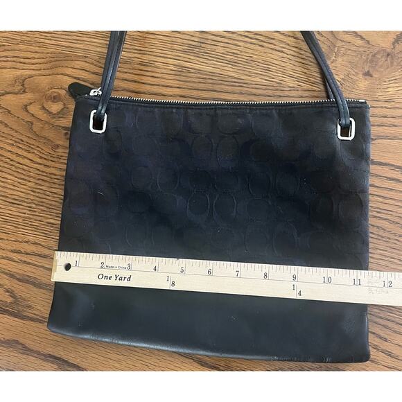 Coach Signature Park Hobo Satchel, Black Leather + Canvas - Picture 5 of 5